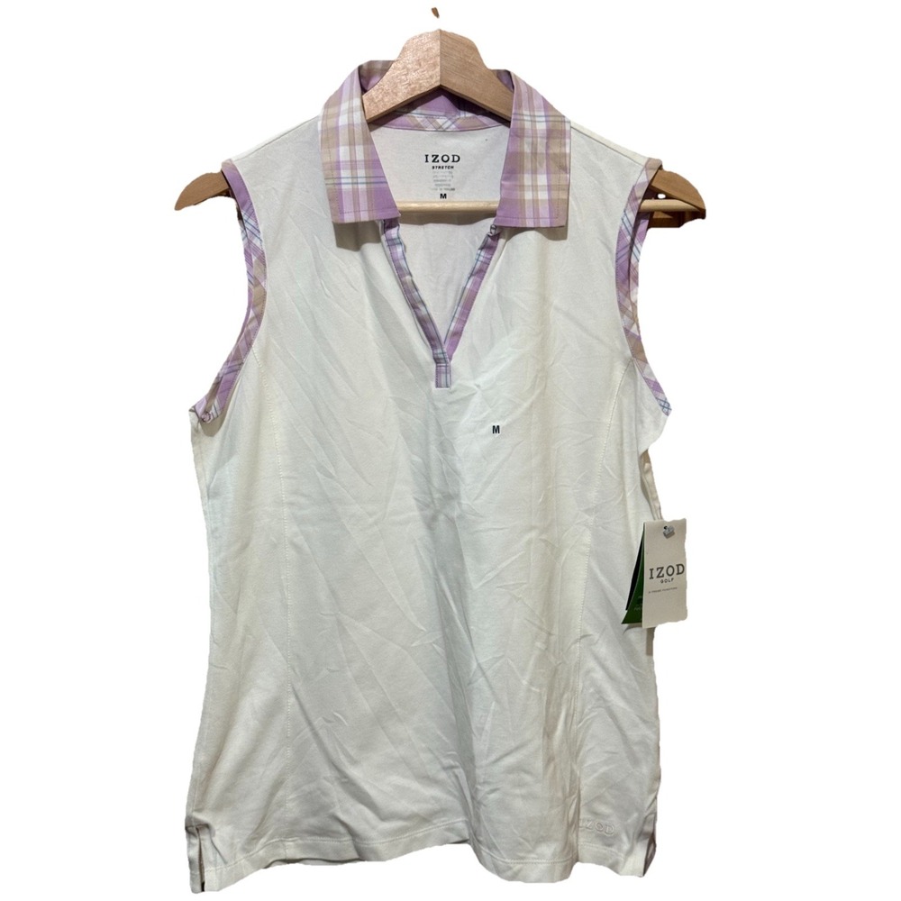Izod Golf Polo Lavender Trim Sleeveless Women's Medium NWOT